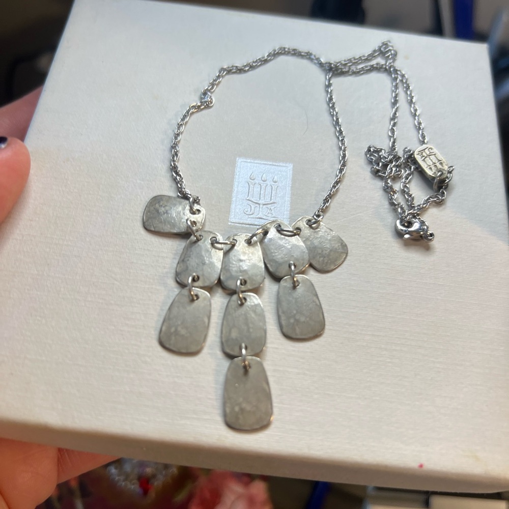 James Avery Hammered Square Links Drop Chandelier Necklace